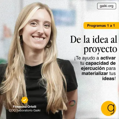 Flyer Programa 1 a 1 - De la idea al pryecto, por Florencia Ortelli